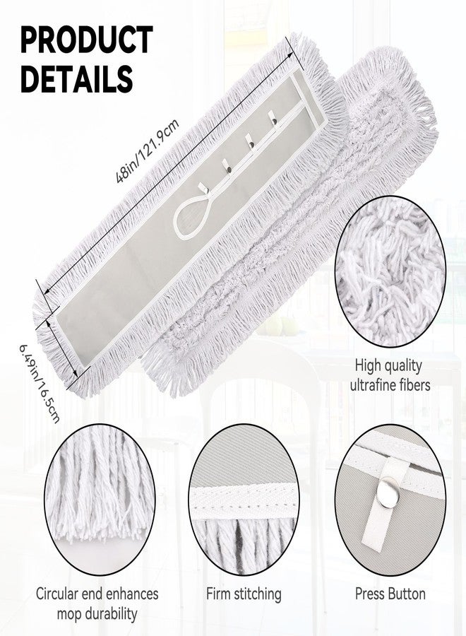 BeiLan 48 Inch Dust Mop Head: Replacement Medium Washable Commercial Mop Head Sweeper and Janitorial Replacement with Botton (White - 48 Inch, 3 Pack, Botton) - Image 3